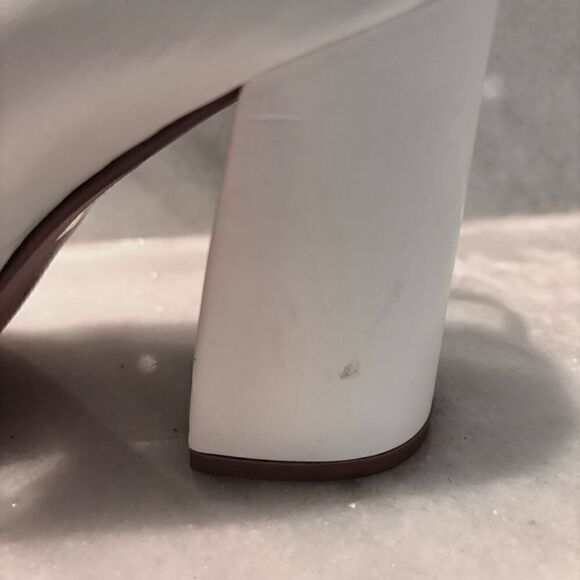 Topshop Nixie Studded Peep Toe Block Heel Sandals White Size 10 - Picture 7 of 7